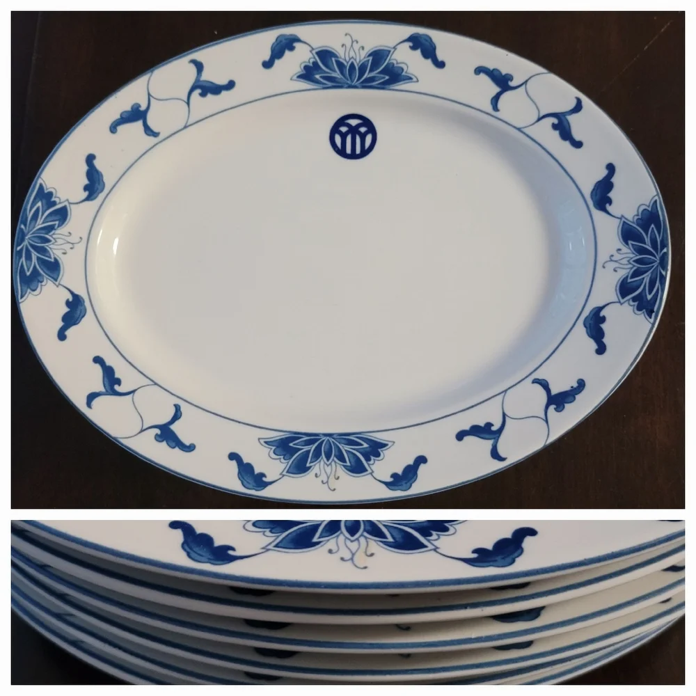 Tatung in Glaze Vintage Water Lily Pattern Durable China 6 Oval Plates